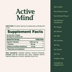 Nature's Bounty Active Mind Dietary Supplement, Supports Focus and Attention, 1000 mg Cognizin with L-Theanine and Caffeine Pills, 60 Caplets