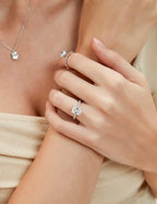 EAMTI 925 Sterling Silver Engagement Rings for Women Radiant CutSize 9