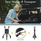 HolyHeal 3 Wheel Walkers for Seniors, Lightweight Rollator Walkers Foldable for Elderly with Cane Hold and Cup Hold, Height Adjustable Aluminum Three Wheel Rolling Walker Mobility Aid, Black