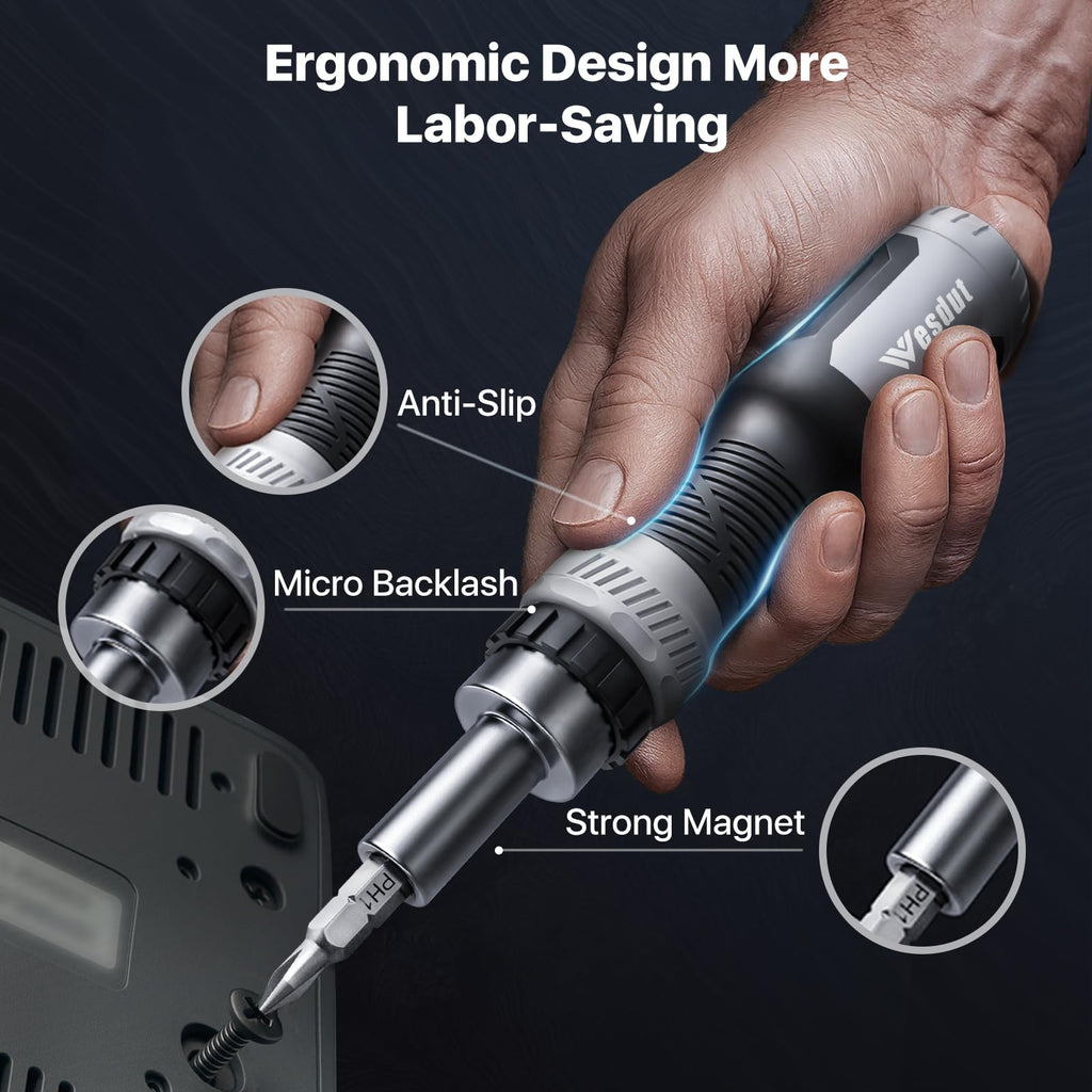 Wesdut 13-in-1 Ratchet Screwdriver Set Tool All in One, [Built to Last] Multi Screw Driver Set Kit, Flat Head, Philips, Torx, Hex, Square, Repair Kit, Man Gift Nut Driver