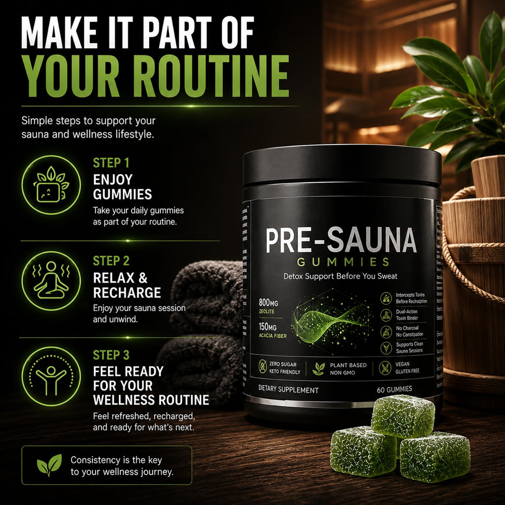 Tfnovg Pre-Sauna Gummies, Clinoptilolite Zeolite + Acacia Fiber Gummies, Sweat Optimization, Digestive Cleanse & Post Sauna Recovery – Vegan Chewable Supplement - 60 Count (2, 60 Gummies)