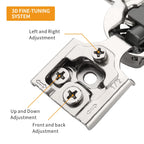 Chibery 10 Pack 1/2" Overlay Concealed Soft Close Hinge for Face Frame Door, Self Closing Hidden Hinge with 3 Way Adjustability, Satin Brushed Nickel 105 Degree Open Angle for Kitchen Storage Cabinet
