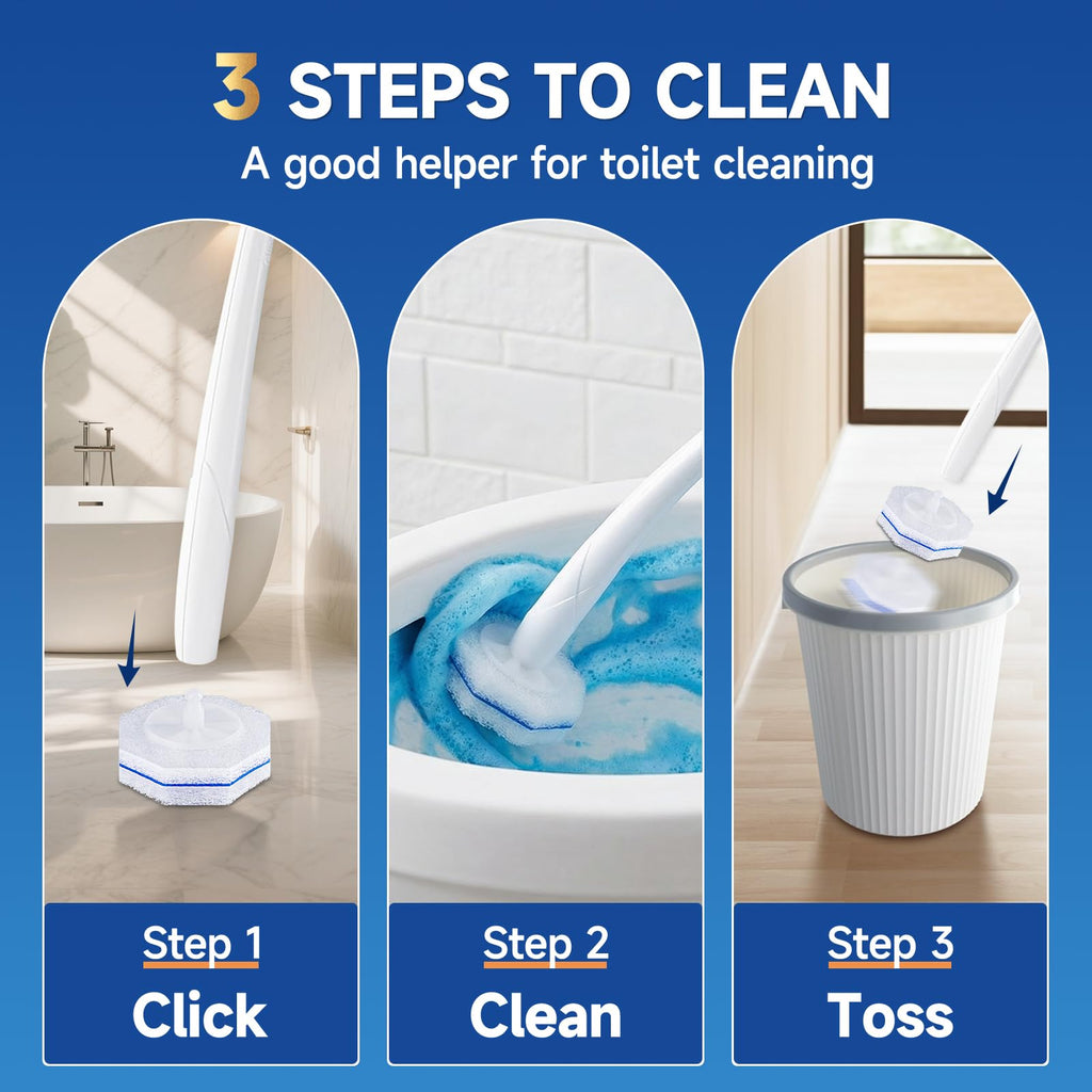50 Count Toilet Wand Refills Compatible for Clorox, 5X Cleaning Power Toilet Bowl Cleaners & High-Density Disposable Toilet Brush Scrubber - No Falling Apart, Instant Foam Cleaning
