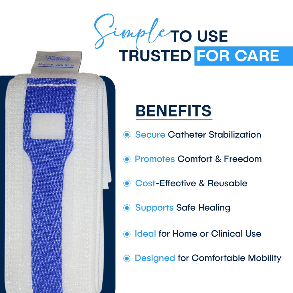 ViDava 3 Pack Foley Catheter Leg Strap, with Silicone to Reduce Slipping, Secure Your Urinary Catheter with ViDava Catheter Straps 23" Long x 2" Wide