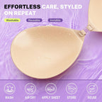 Invisible Strapless Sticky Bra Push up for Women, Ultra Adhesive Bra for Backless Dress, Cleavage Bra Lift Novelty Bras (C Cup, Light Beige)