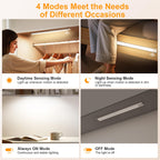 Gritin 14.7inch Under Cabinet Lighting Rechargeable 2 Pack- 3 Color Temps&5 Level Brightness, Super Bright, 4 Modes, Motion Sensor, Long Lasting - Easy Installation Magnetic Under Closet Lights-Silver