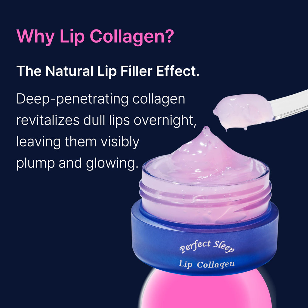 Perfect Sleep Lip Collagen 0.50fl.oz, Intensive Collagen Lip Sleeping Mask Infused with Peptides, Rice Protein & Willow Bark Extract for Overnight Plumping, Repairing & Smoothing, Korean Lip Treatment