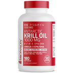 Bronson Antarctic Krill Oil 1000 mg with Astaxanthin, 180 Softgels (90 Servings)