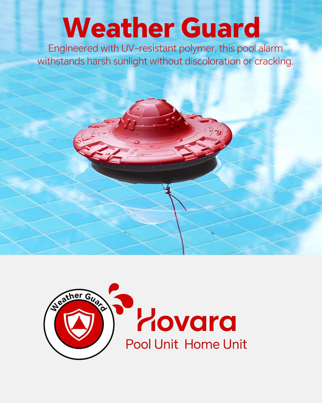 Pool Alarm, Floating Pool Safety Alarms for Inground & Above Ground Pools – Loud 110dB Alert, Adjustable Sensitivity, Protection for Kids & Pets (Red+Black)