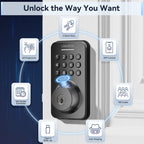 Ulecoce Fingerprint Keypad Deadbolt with Knob Set, Keyless Entry Door Lock with App Control, Door Locks for Front Door, Auto Lock＆One-Touch Lock, 100+ User Codes＆5 Keys, Easy Installation, Matte Black