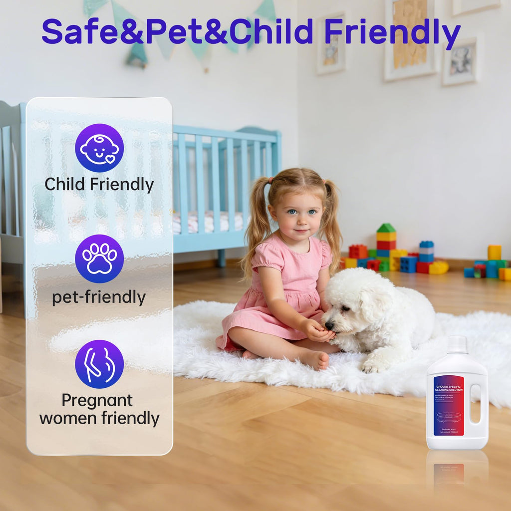 Nukisa Lavender Floor Cleaning Solution 1L Compatible with Dreame Wet & Dry Vacuum and Robot， Residue & Streak Free,Suitable for All Robot Vacuum Cleaners and Wireless Wet Dry Dual-Use Vacuum Cleaners