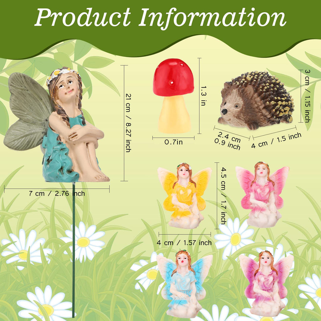 Roowest 16 Pcs Garden Accessories Miniatures Fairies Kit Resin Hedgehogs Cute Tiny Mushroom Miniature Figurines Mini Garden Micro Landscape Ornaments for Lawn Yard Home Outdoor Decorations
