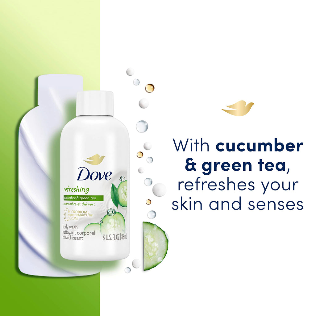 Dove Body Wash 24 Count Refreshing Cucumber and Green Tea Refreshes Skin Cleanser That Effectively Washes Away Bacteria While Nourishing Your 3 oz