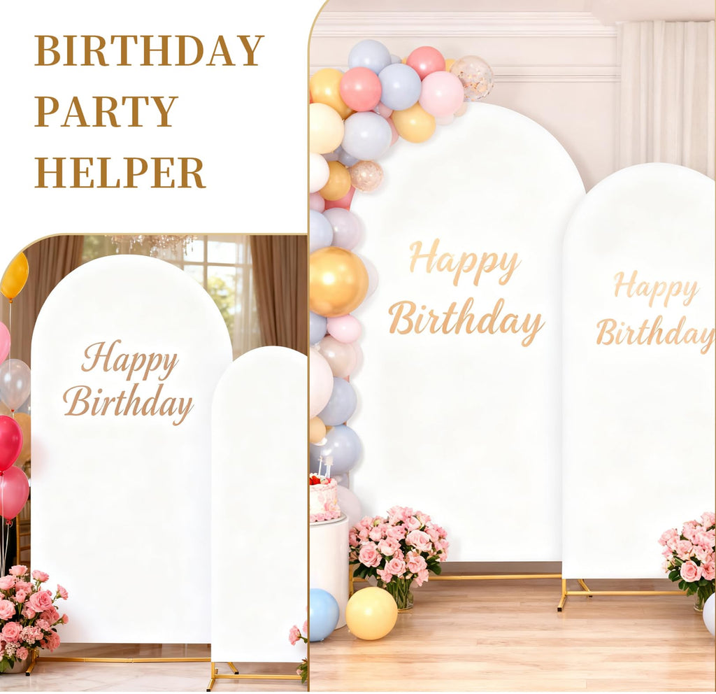 Toolterritary Metal Arch Backdrop Stand and Cover Set of 2, Sturdy 7.2FT, 6FT Party Backdrop Set, Wedding Arch Frame and Cover Set for Birthday, Baby Shower,Christmas, Anniversary