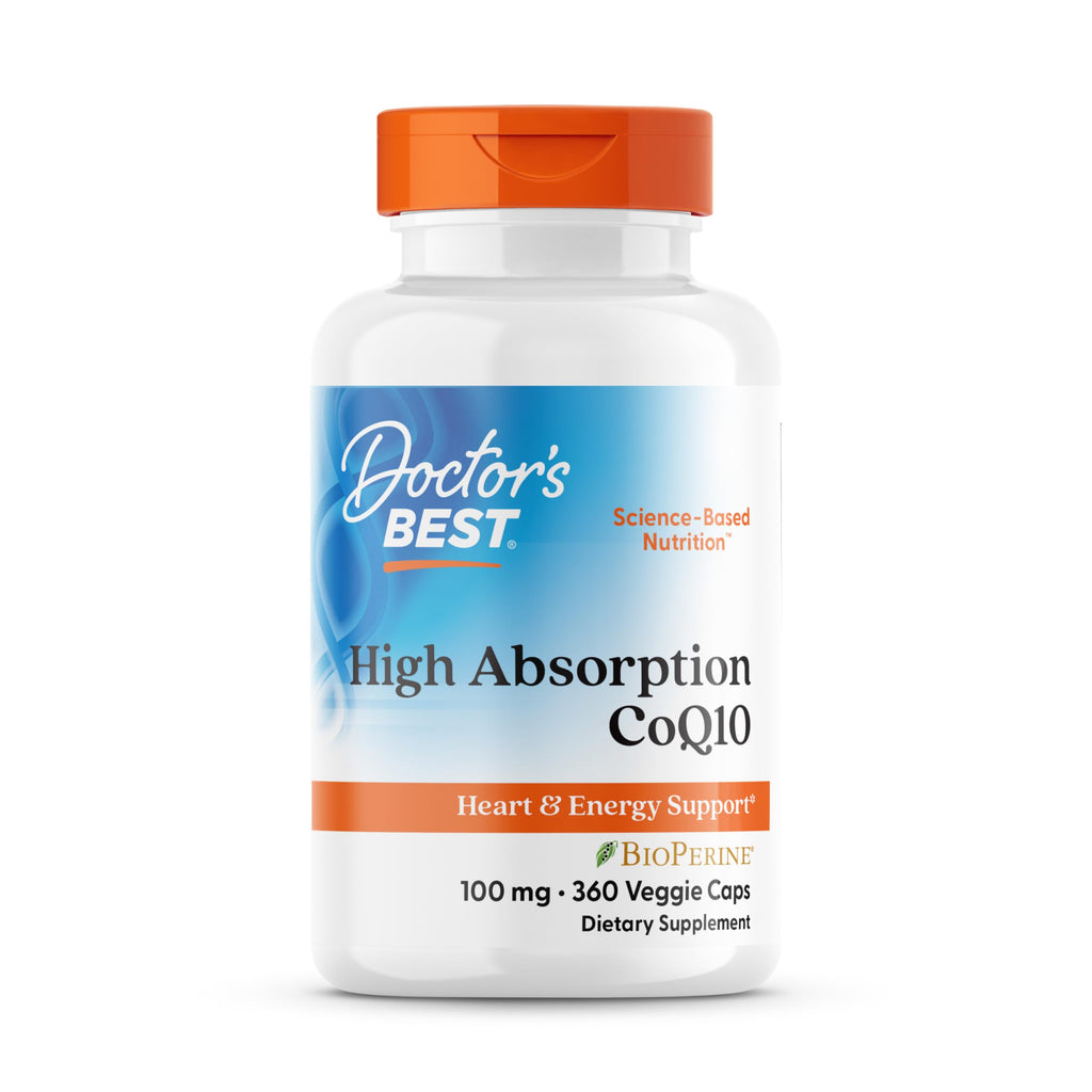 Doctors BEST High Absorption CoQ10, Heart & Energy Support, USP Verified, Naturally Fermented CoQ10, Non-GMO, Gluten Free, Soy Free, Vegan 360 Veggie Caps