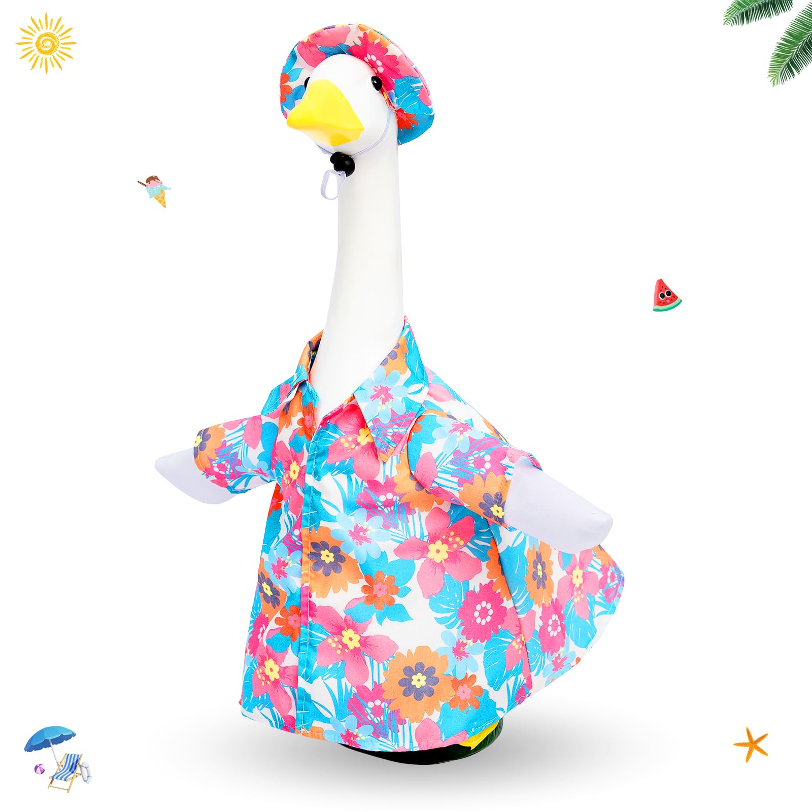 cyzucle 23 Inch Porch Goose Summer Outfit,Hawaiian Porch Goose Clothes for Cement Concrete Yard Porch Geese Statue, Outdoor Goose Decor