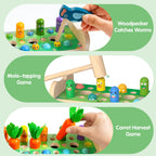 Amtreen 6-in-1 Wooden Montessori Toys for 1 2 3 Year Old, Mole-Tapping Game
