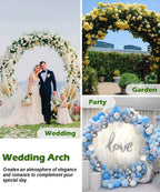 Queension 8Ft Wide 7Ft High Metal Wedding Arch for Ceremony Party, Black
