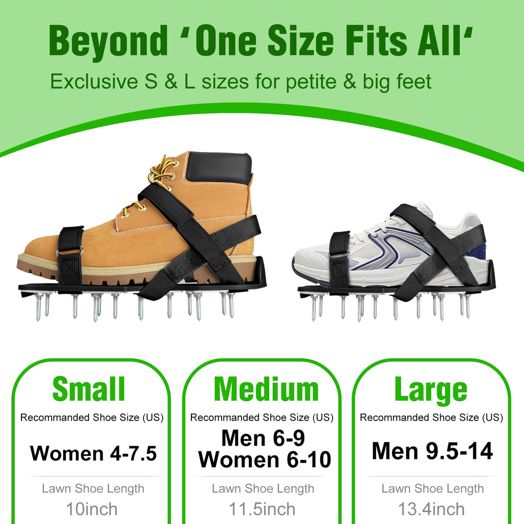 DenForste Lawn Aerator Shoes for Grass - Pre-Assembled Grass Aerator Shoes for Lawn - Soil Yard Aerator Tool for Aerating Patio Garden, Black