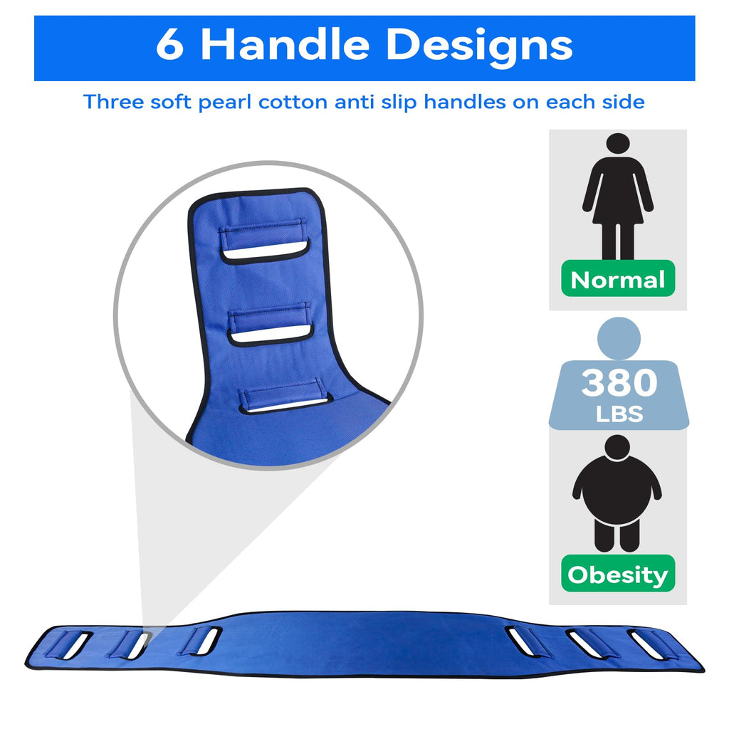 KKaFFe Transfer Belt Transfer Sling for Nursing Patients, Standing & Supports & Transfer Aids for Elderly, Gait Belt for Patient Care, Transfer Belt for Bedridden Patient (Blue)