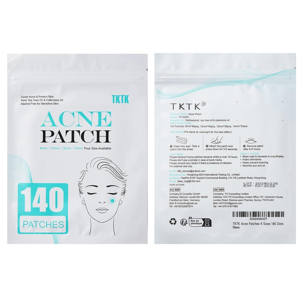 TKTK Pimple Patch Acne Patch, 4 Sizes 420 Patches Acne Absorbing Cover Patch, Hydrocolloid Invisible Acne Patches For Face Zit Patch Acne Dots Tea Tree, Calendula Oil - 3 Pack