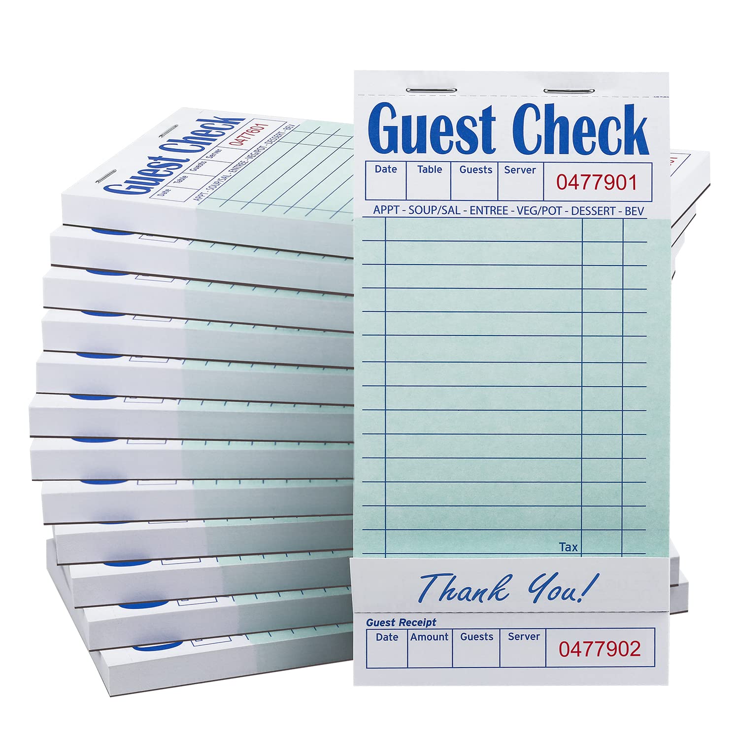 Batrical Guest Checks Server Note Pads 1000 Sheets Waitress Notepad for Restaurants (20 Books) 3.5" x 6.75" Per Ticket Book