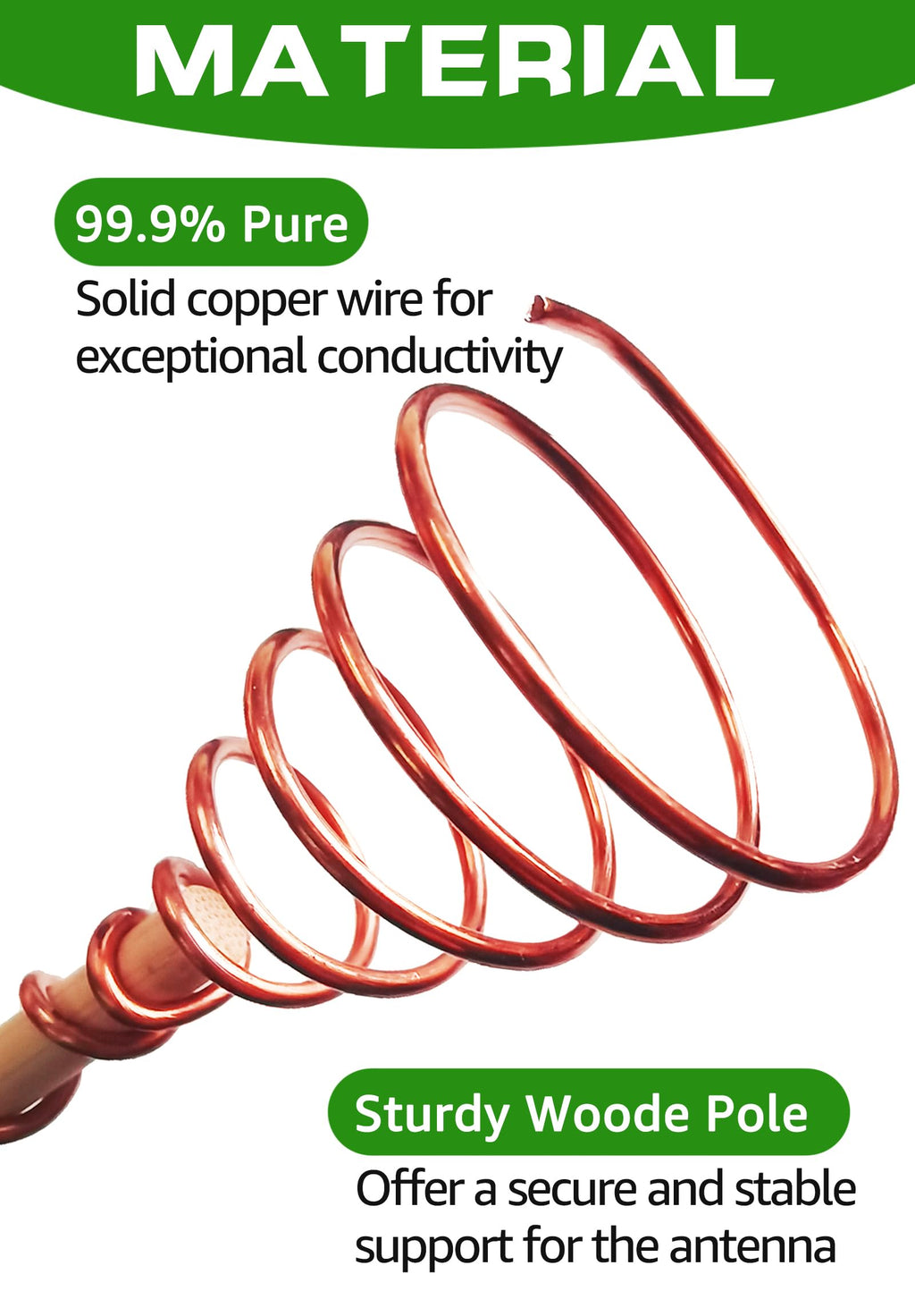 6 Pack 15" Electroculture Copper Gardening Antenna, Electroculture Plant Stakes, Copper Wire for Garden Stakes, Tensor Rings Coppers, Electro Coil Support Rods Kit Growing Vegetable Flowers