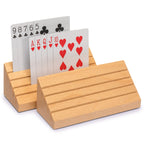 Yellow Mountain Imports Standard-Size Solid Beechwood Playing Card Holders/Racks - Set of 2 Card Organizers