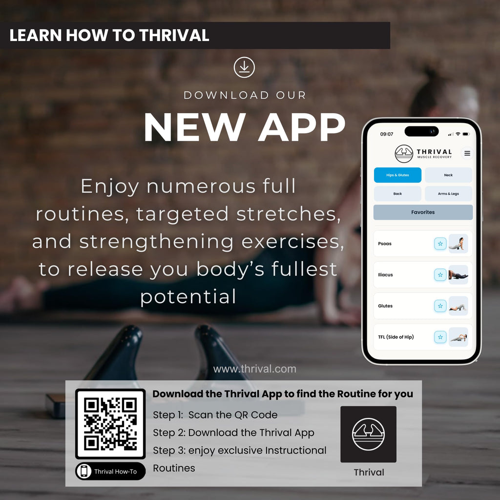 Thrival Relief Pro - Fully Adjustable Psoas and Iliacus Muscle Release Tool with Thrival App for Hip Flexor, Back, Glute and Neck Pain - Trigger Point and Myofascial Release Tool - Carbon Black