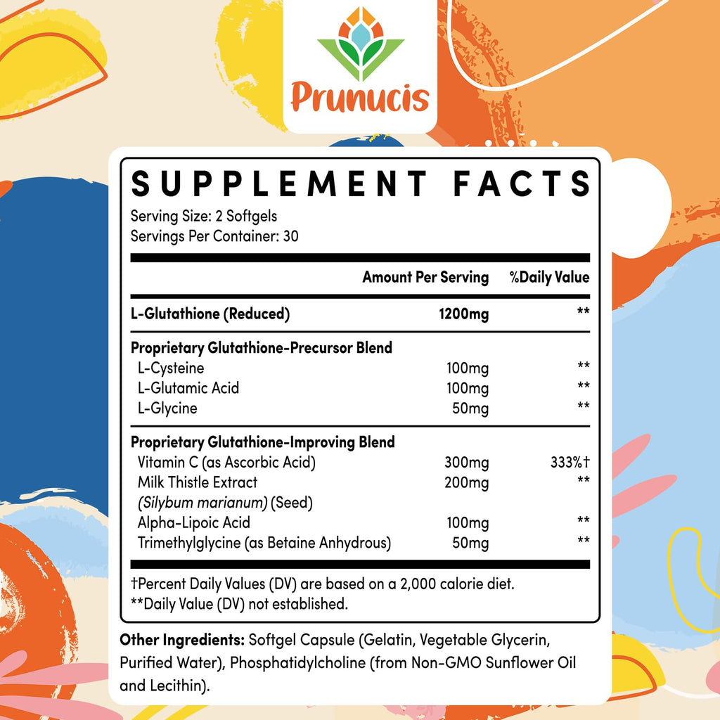 2400MG Liposomal Glutathione, with Vitamin C, Milk Thistle & Alpha-Lipoic Acid, Master Antioxidants, Pure Reduced L-Glutathione - Immune System, Cell Repair, Energy, High Absorption, 60 Softgels