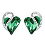 Leafael Infinity Love Heart Stud Earrings for Women, May Birthstone Crystal Emerald Green, Gifts for Mom, Wife, and Her, Silver Tone