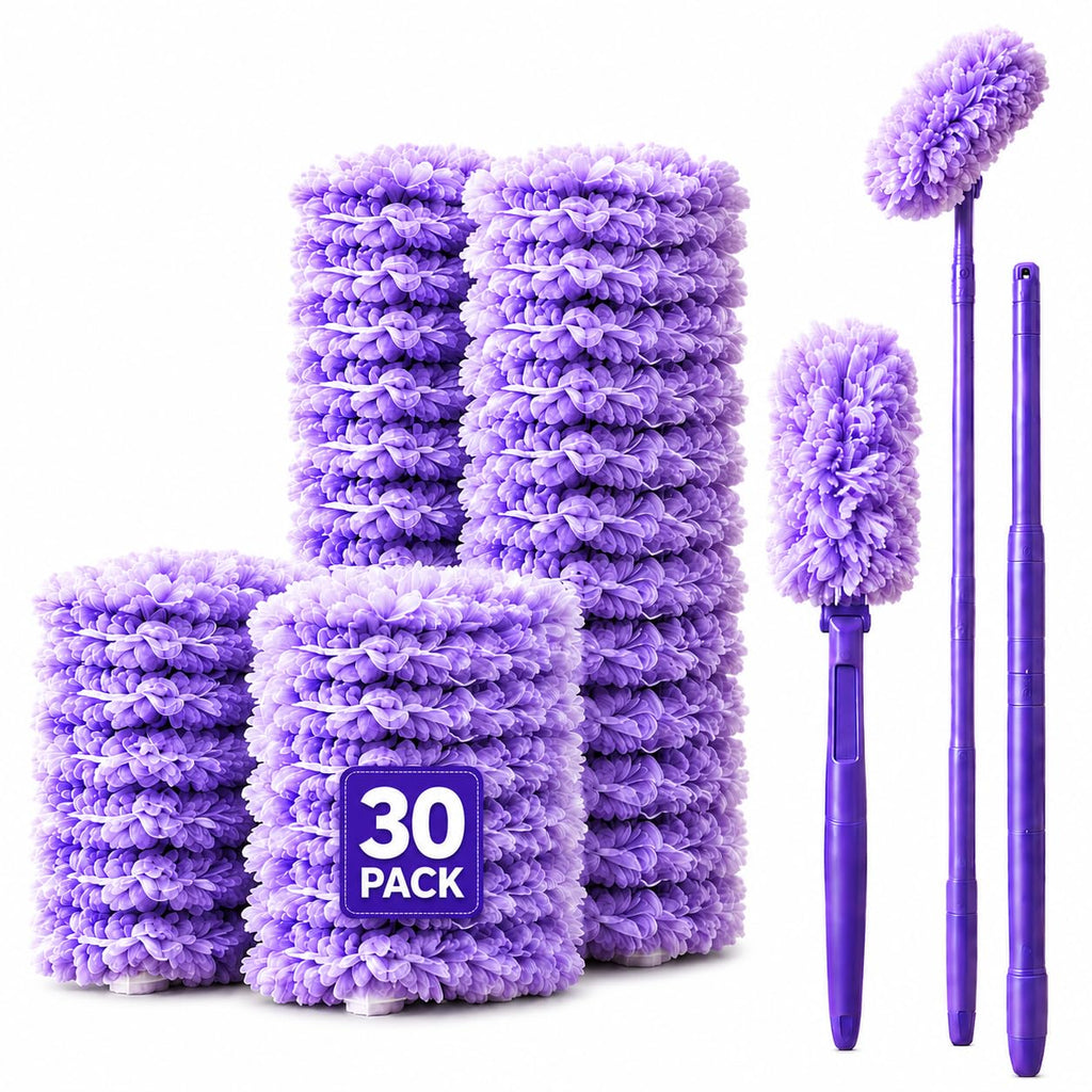 Macroto 30 Count 360°Heavy Duty Duster Refills(for Swiffer), Multisurface Duster Refills Only, Unscented Disposable for Cleaning with 4X Microfibers for Electronics, Furniture, Blinds, Ceiling Fans