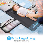 Portable and Waterproof XL Baby Changing Mat - This Nappy Changing mat is a Detachable Bag consisting of 6 Pockets Along with a Wipe Dispenser and a Comfortable Cushion for Baby's Head