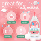 Dreft Bottle and Dish Soap | Made to Clean Baby Bottles,Sippy Cups,Pacifiers,Breast Pumps,& More | Gently Removes Milk Film & Odors-| Plant Based,Fragrance Free Dish Soap-| 18 Fl Oz,(Pack of 6)