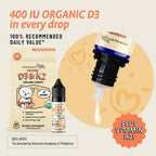 Legendairy Milk Vitamin D Drops for Infants, Organic Baby Vitamin D3 K2 Liquid 400 IU, Vegan for Newborns Toddlers & Kids, Childrens Supplement for Strong Bones & Teeth, Sugar Free, 90 Servings