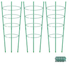 Alliico Plant Support Cages for Climbing Plant Upgrade Flower Tomato cage with Stand Stakes and Stable Support Rings, 3 Pack with 12 Clips (36")