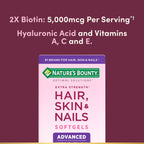 Nature's Bounty Advanced Hair, Skin & Nails, Argan-Infused Vitamin Supplement with Biotin and Hyaluronic Acid, 150 Rapid Release Softgels (Pack of 2)