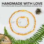 Baltic Amber Necklace & Bracelet Gift Set (Unisex Honey 12.5"/5.5")