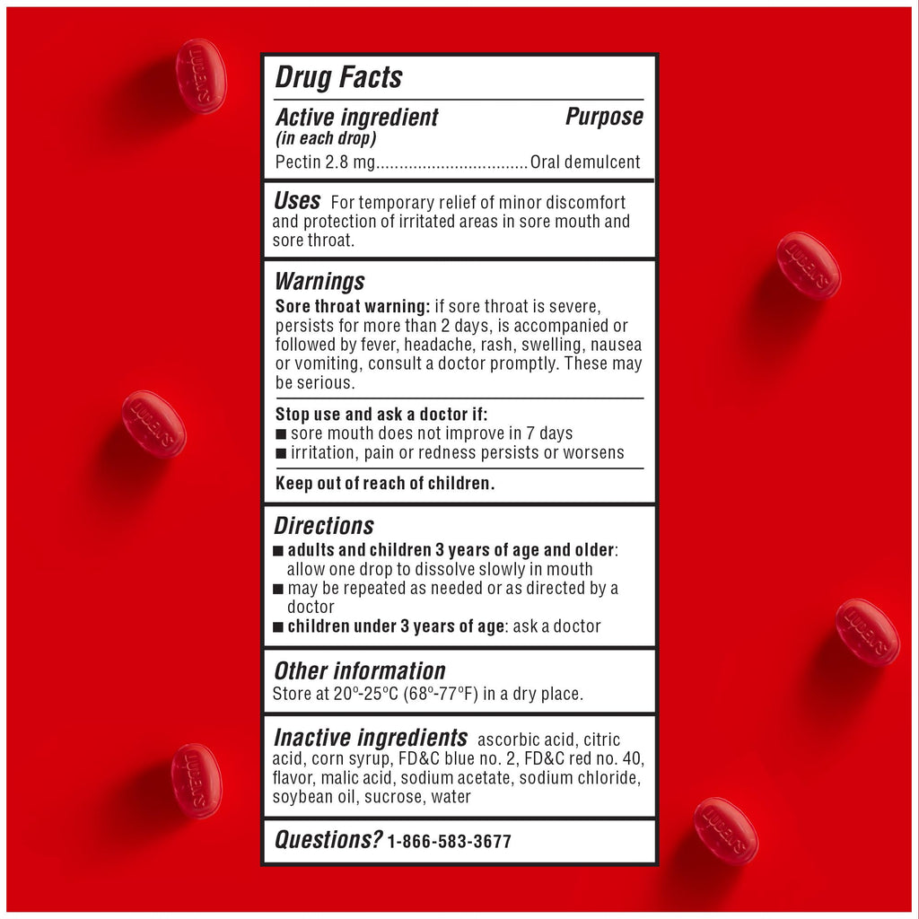 Luden's Sore Throat Relief Lozenges for Minor Everyday Irritation & Dry Mouth, Wild Cherry Flavored Drops, 90 Count, Pack of 2