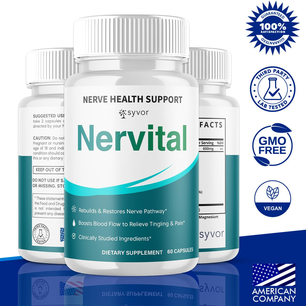 (3 Pack) Nervital Capsules, Official Nervital Supplement Pills with All Natural Ingredients, Advanced Formula for Optimal Health & Nerve Support with Premium Vitamins for Women & Men (180 Capsules)