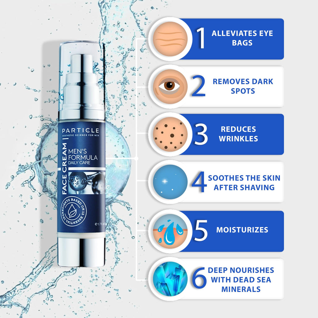 Particle 6-in-1 Face Cream for Men Anti-Aging Moisturizer, Reduces Wrinkles, Dark Spots & Eye Bags, Pack of 1 (1.7 oz.