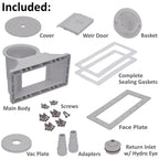 Rx Clear Heavy Duty Wide-Mouth Complete Thru-Wall Skimmer Kit for Above-Ground Swimming Pool | Made of Non-Corrosive Abs Plastic | Chemical Resistant | Grey