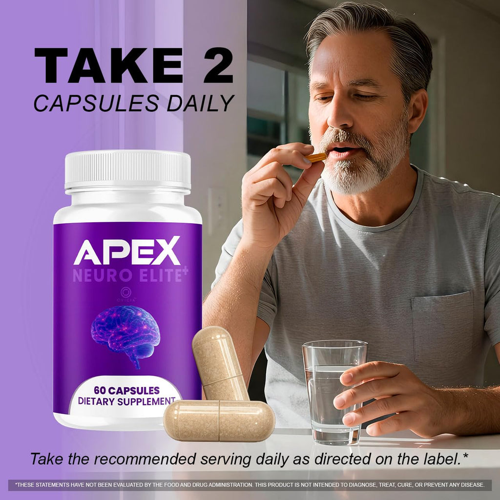 (2 Pack) Apex Neuro Elite Capsules - Official ApexNeuro Elite Pills Advanced Formula Support Maximum Strength, All Natural Ingredients Vitamins For Overall Health & Wellness, 120 Capsules For 2 Months