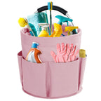 Bototack Cleaning Caddy with Handle, Cleaning Products Organiser, 17L Foldable Storage Basket, Cleaning Caddy Organiser, Portable Multi Cleaning Bucket Bag for Home, Garden (Pink)