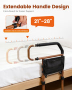 Sangohe Bed Rail for Elderly, Bed Assist Grab Bar Handle with Storage Pocket, Safety Bed Rails for Elderly Adults Getting in & Out of Bed at Home and Dorm, Reddish Brown, 504A02