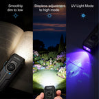 Flat EDC Rechargeable Tactical Flashlight, UV Magnetic Small Work light