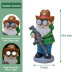 Elegondrar Funny Garden Gnomes Statue Outdoor Decor, Solar Telescope Gnome Decorations for Yard, Lawn, Patio, Porch, Christmas Birthday Housewaming Gifts for Dad, Men, Husband, 10.6 Inch, Resin