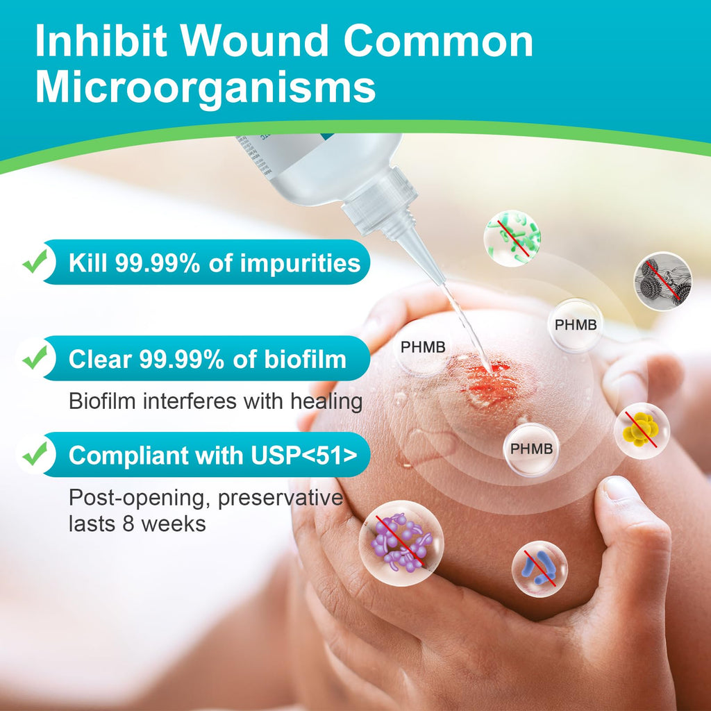 Dimora Skin and Wound Cleanser, OTC First Aid Antiseptic Cleanser,Moistening Absorbent Antibacterial Wound Dressings for Cuts, Abrasions, Lacerations, Burns, Skin Cleansing and Rinsing -8oz / 237mL