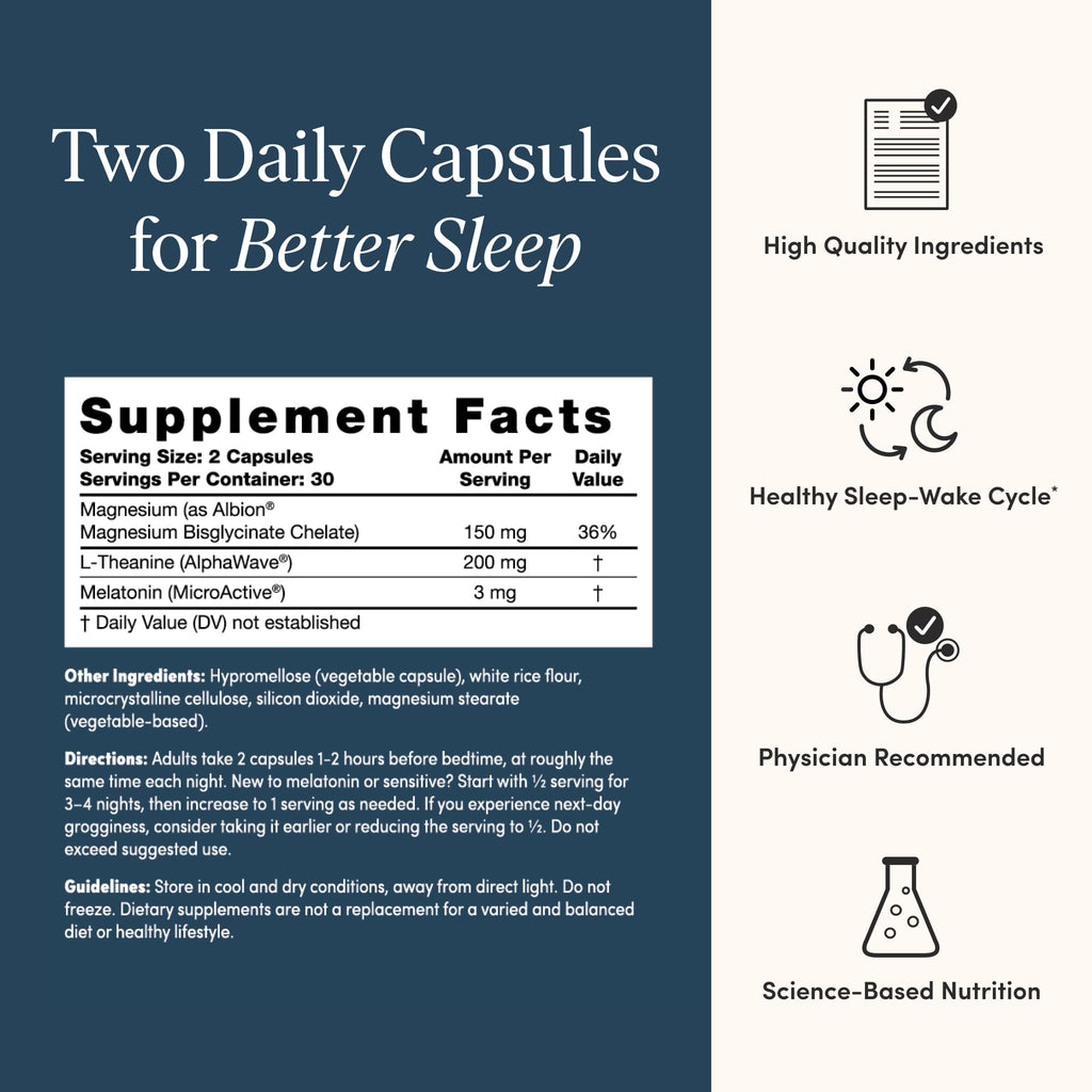The 'Pause Life Sleep Supplement, Non Habit Forming Nighttime Blend of Magnesium, MicroActive Melatonin, & L Theanine, Sleep & Relaxation Support for Men & Women, Gluten Free, 60 Capsules, 30 Servings