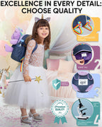 Naturally KIDS Toddler Backpack w. Plush Purple Unicorn Toy, Kids Gift 2-6